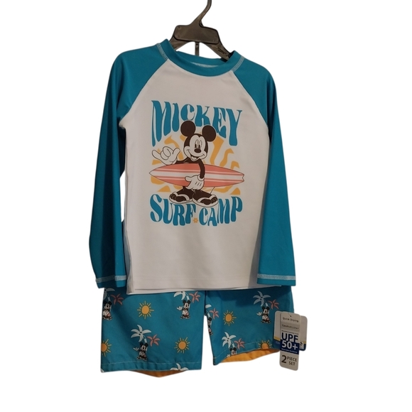 Mickey Mouse UPF 50+ Rash Guard & Swim Trunks Set Size 4T – Toddler Boys New - Picture 3 of 7